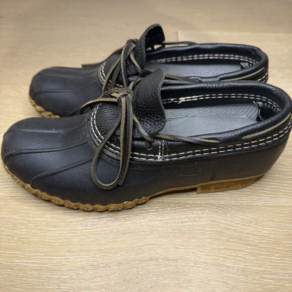 LL Bean Black Low Moc Duck Bean Boots Women’s 9 M Made in USA - Picture 2 of 7